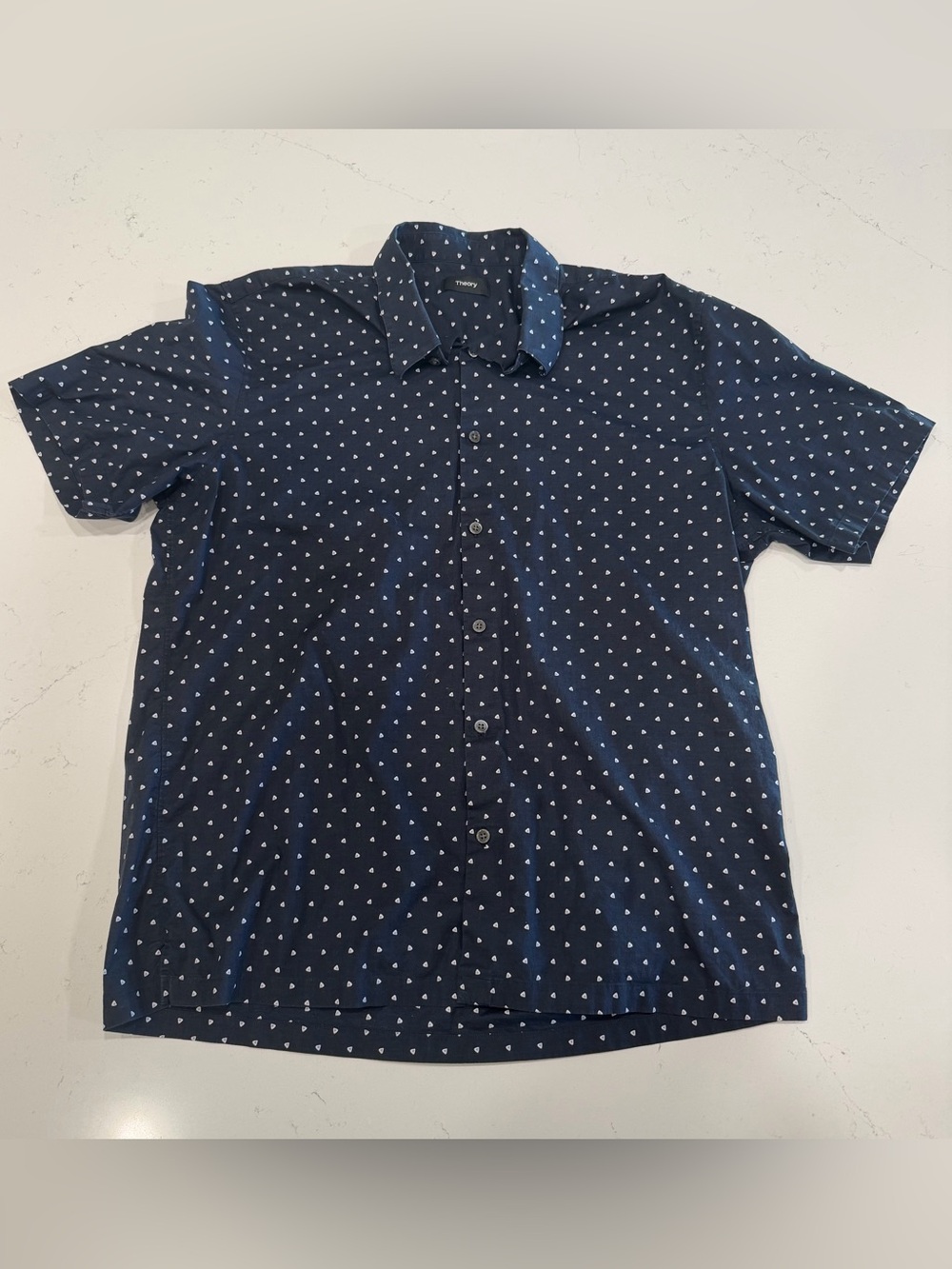 Theory Men's Navy Short-Sleeve Irving Button-Down Shirt - XL